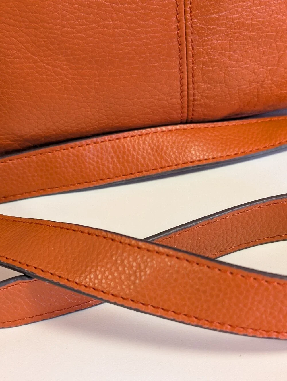 Tignanello Orange Genuine Leather Multi Pocket Crossbody Bag